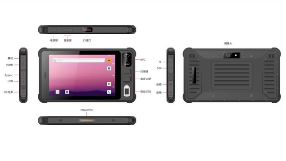 8 Inch Mini Kasar Tablet Android 2D Scanner HDMI 1000 Nits Display